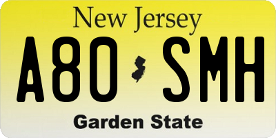 NJ license plate A80SMH