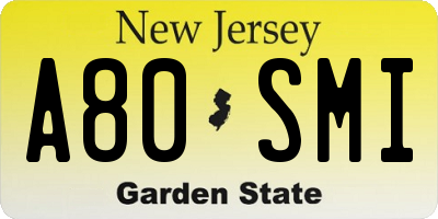NJ license plate A80SMI