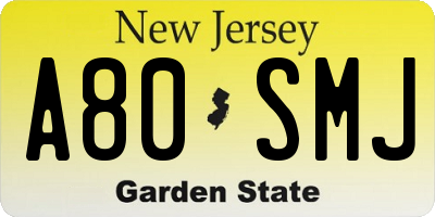 NJ license plate A80SMJ