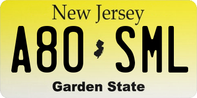 NJ license plate A80SML