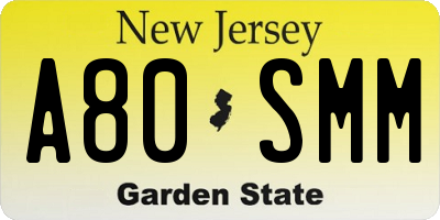 NJ license plate A80SMM