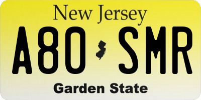 NJ license plate A80SMR