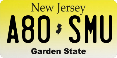 NJ license plate A80SMU
