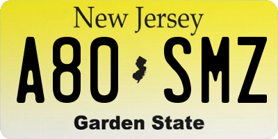NJ license plate A80SMZ