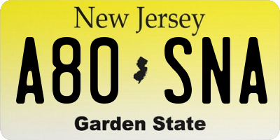NJ license plate A80SNA