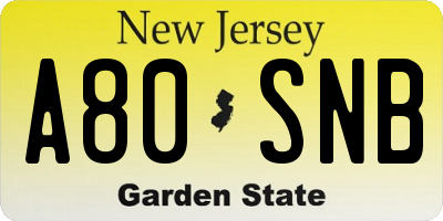 NJ license plate A80SNB