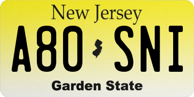 NJ license plate A80SNI
