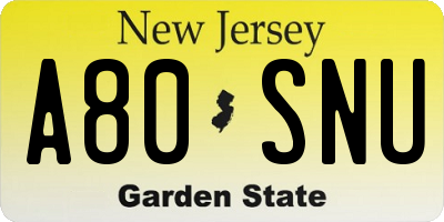 NJ license plate A80SNU