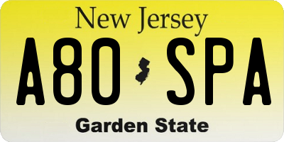 NJ license plate A80SPA