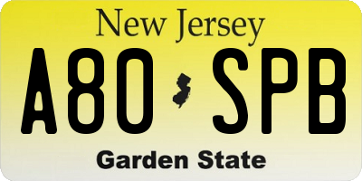 NJ license plate A80SPB