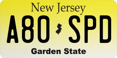 NJ license plate A80SPD