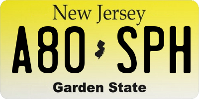 NJ license plate A80SPH