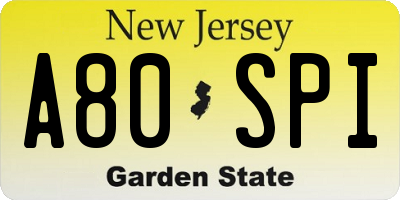 NJ license plate A80SPI