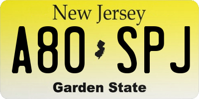 NJ license plate A80SPJ