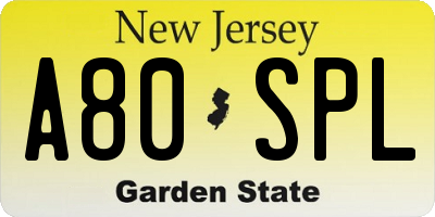 NJ license plate A80SPL