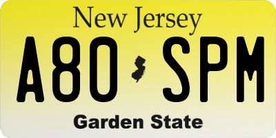 NJ license plate A80SPM