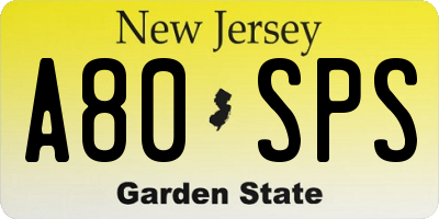 NJ license plate A80SPS