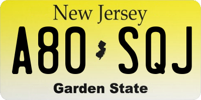 NJ license plate A80SQJ