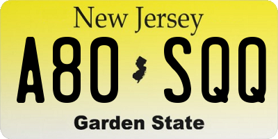 NJ license plate A80SQQ