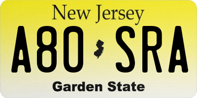 NJ license plate A80SRA