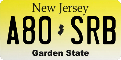 NJ license plate A80SRB