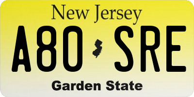 NJ license plate A80SRE