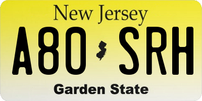 NJ license plate A80SRH