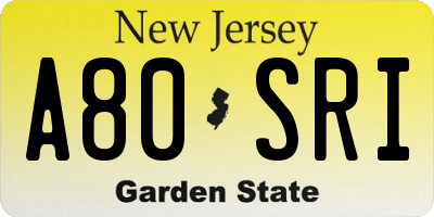 NJ license plate A80SRI