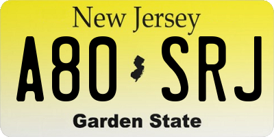 NJ license plate A80SRJ