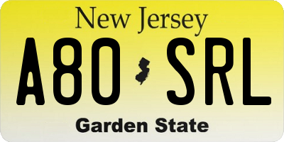 NJ license plate A80SRL