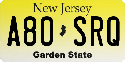 NJ license plate A80SRQ