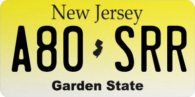 NJ license plate A80SRR