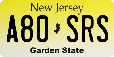 NJ license plate A80SRS