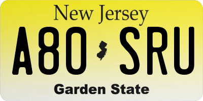 NJ license plate A80SRU