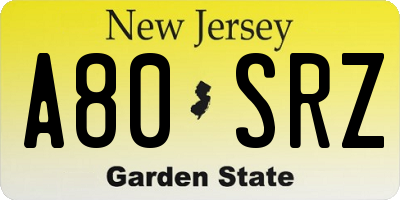 NJ license plate A80SRZ