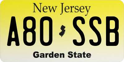 NJ license plate A80SSB