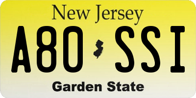 NJ license plate A80SSI
