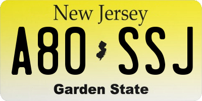 NJ license plate A80SSJ