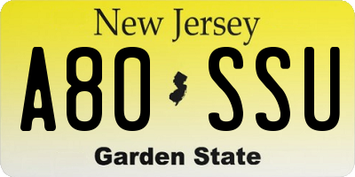 NJ license plate A80SSU