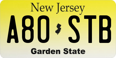 NJ license plate A80STB