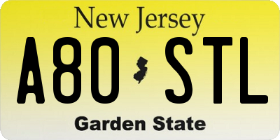 NJ license plate A80STL