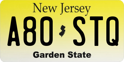 NJ license plate A80STQ