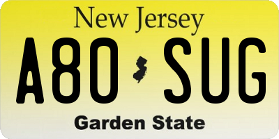 NJ license plate A80SUG