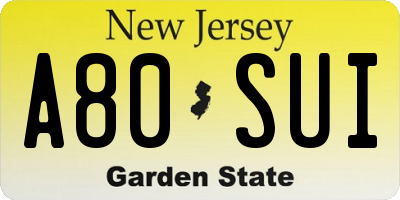 NJ license plate A80SUI