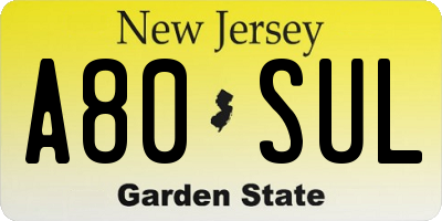 NJ license plate A80SUL