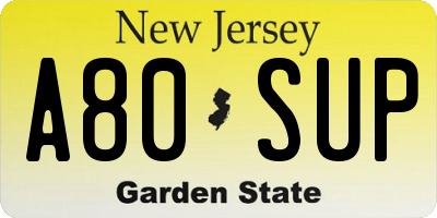 NJ license plate A80SUP