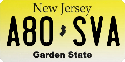 NJ license plate A80SVA