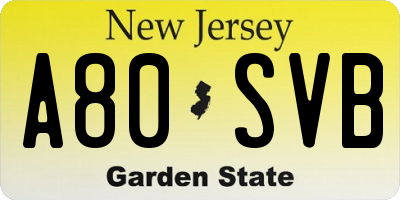 NJ license plate A80SVB