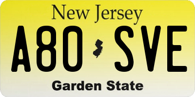 NJ license plate A80SVE
