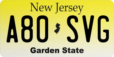 NJ license plate A80SVG